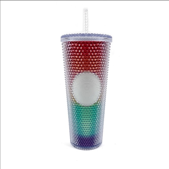 rainbow studded starbucks cup